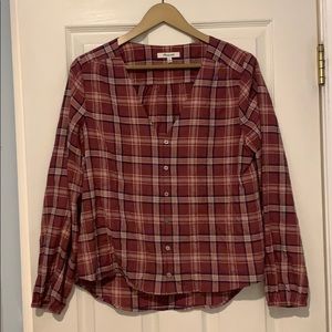 Madewell v-neck button down shirt Stratfield Plaid